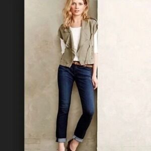 AG Adriano Goldschmied The Stevie Roll-Up Slim Straight Jeans Dark Wash 26R